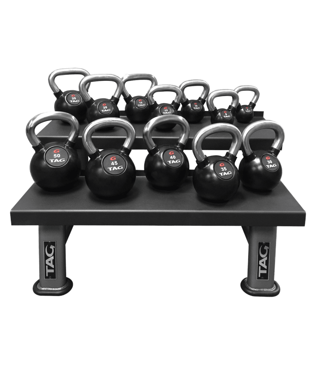 TAG Fitness Rubber Coated Kettlebell Set, Chrome Handle - 1770028079701_493
