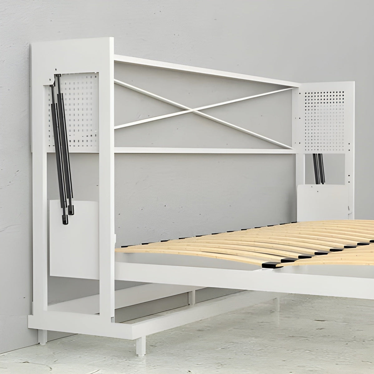 Leto Muro Horizontal Murphy Bed with Desk, Full Size, White, by Leto Muro