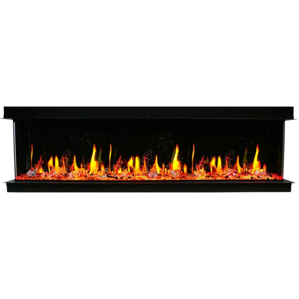 Litedeer Homes WarmCastle 72-in 3 Side Smart Electric Fireplace + Crushed Ice Rocks ZEF72T