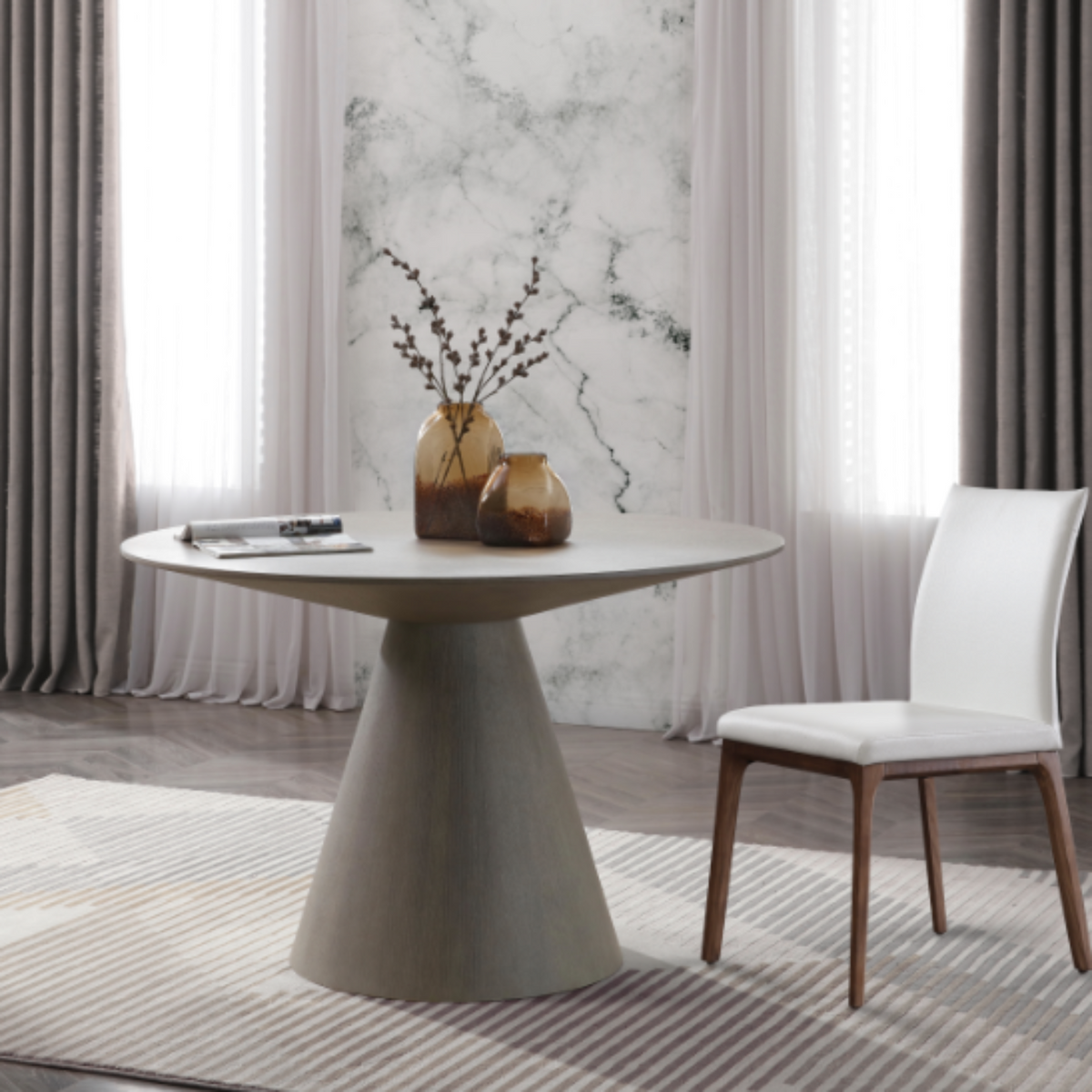Whiteline Mods - Kira Round Dining Table DTI428 - DT1428-GRY