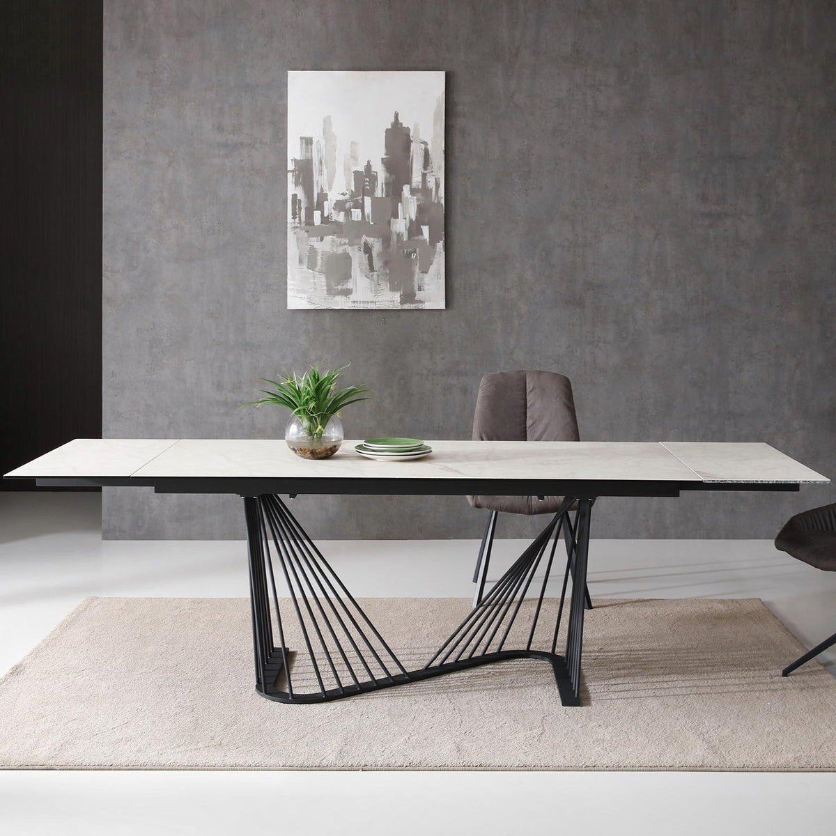 Whiteline Mods -  Roma Extendable Dining Table  - DT1633E-WHT